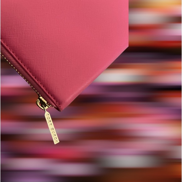 TORY BURCH NEW PEBBLED LEATHER ZIP ROBINSON CONTINENTAL pink christmas gift - Picture 5 of 8